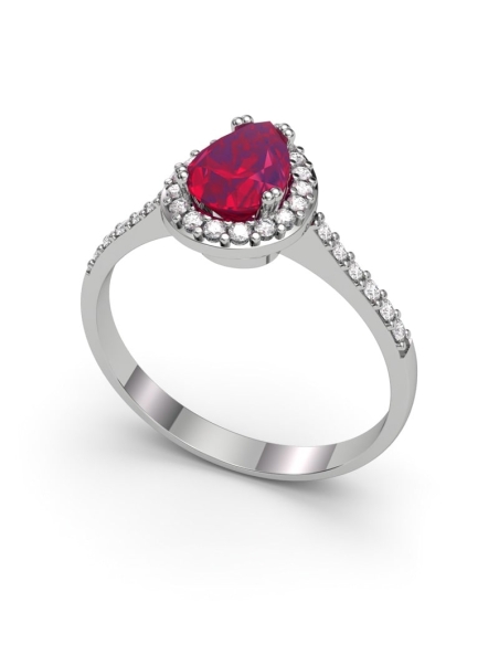 ANILLO VENDOME ORO DIAMANTES 0.21 CT RUBI PERA 7X5