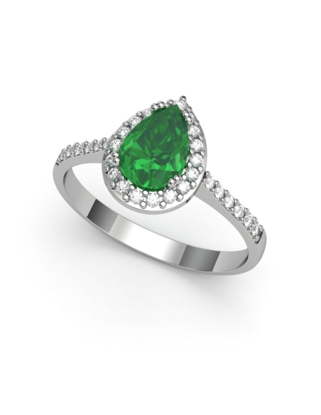 ANILLO VENDOME ORO DIAMANTES 0.21 CT ESMERALDA PERA 7X5