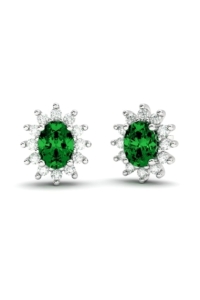 PENDIENTES DIANA ORO DIAMANTES 0.62 CT ESMERALDA 7X5MM