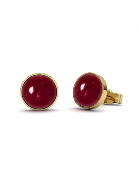 PENDIENTES CABOCHON ORO RUBI CABUJON 6,00MM