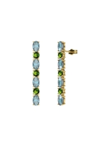 PENDIENTES FALLS ORO TOPACIO AZUL Y PERIDOTO