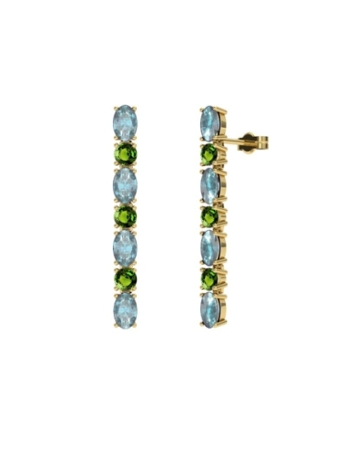 PENDIENTES FALLS ORO TOPACIO AZUL Y PERIDOTO