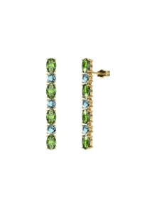 PENDIENTES FALLS ORO PERIDOTO Y TOPACIO AZUL