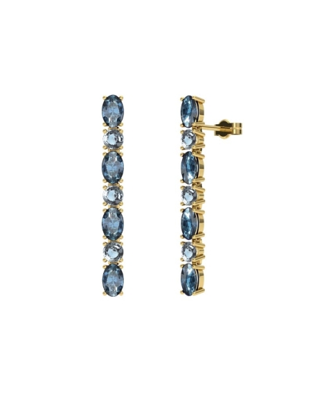 PENDIENTES FALLS ORO LONDON Y TOPACIO AZUL