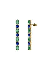 PENDIENTES FALLS ORO ESMERALDA Y ZAFIRO