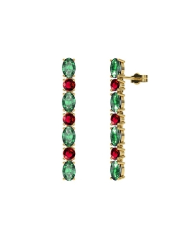 PENDIENTES FALLS ORO ESMERALDA Y RUBI