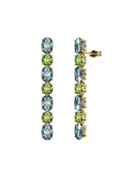 PENDIENTES FALLS ORO TOPACIO AZUL Y PERIDOTO
