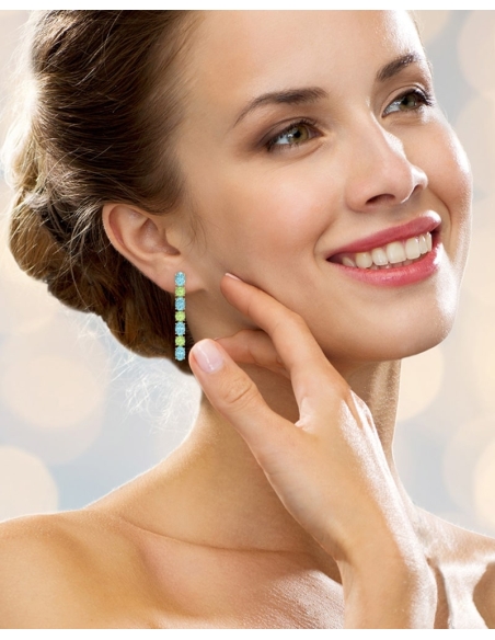 PENDIENTES FALLS ORO TOPACIO AZUL Y PERIDOTO