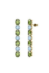 PENDIENTES FALLS ORO PERIDOTO Y TOPACIO AZUL