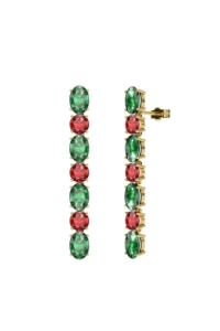 PENDIENTES FALLS ORO ESMERALDA Y RUBI