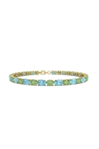 PULSERA FALLS ORO TOPACIO AZUL Y PERIDOTO