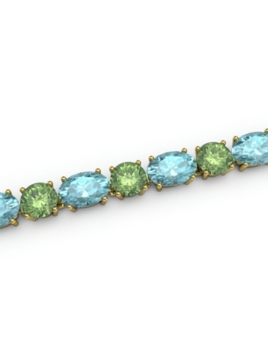 PULSERA FALLS ORO TOPACIO AZUL Y PERIDOTO