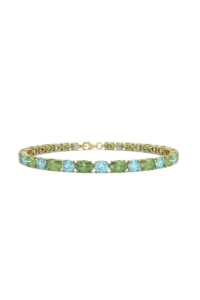 PULSERA FALLS ORO PERIDOTO Y TOPACIO AZUL