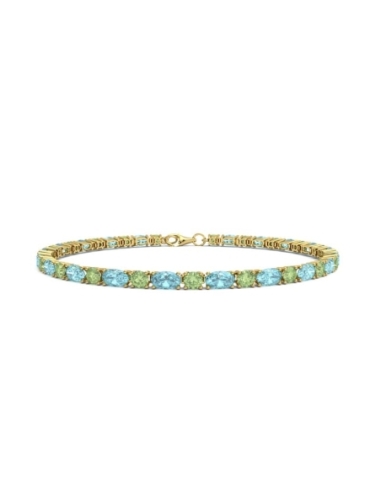 PULSERA FALLS ORO TOPACIO AZUL Y PERIDOTO