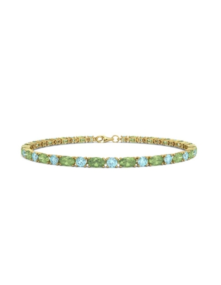 PULSERA FALLS ORO PERIDOTO Y TOPACIO AZUL