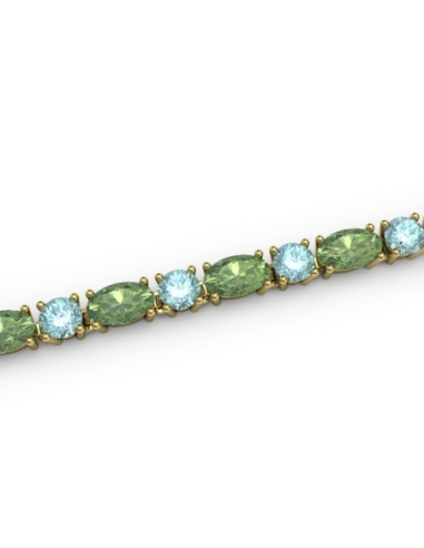 PULSERA FALLS ORO PERIDOTO Y TOPACIO AZUL