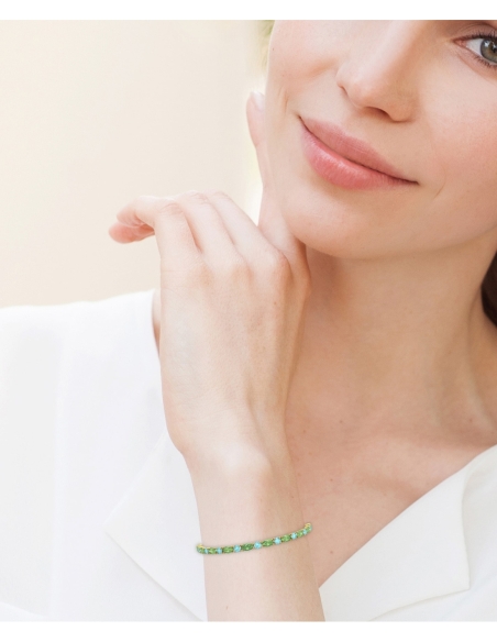 PULSERA FALLS ORO PERIDOTO Y TOPACIO AZUL