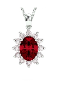 COLGANTE DIANA ORO DIAMANTES 0.46 CT RUBI 8X6MM