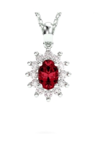 COLGANTE DIANA ORO DIAMANTES 0.30 CT RUBI 8X6MM