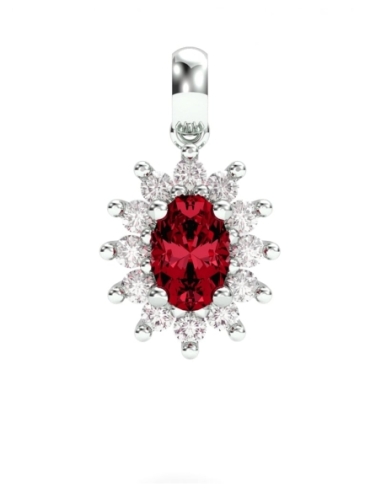 COLGANTE DIANA ORO DIAMANTES 0.30 CT RUBI 8X6MM