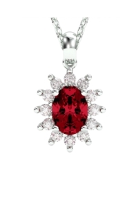 COLGANTE DIANA ORO DIAMANTES 0.32 CT RUBI 7X5MM