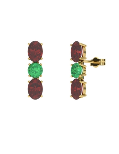 PENDIENTES FALLS ORO RUBI Y ESMERALDA