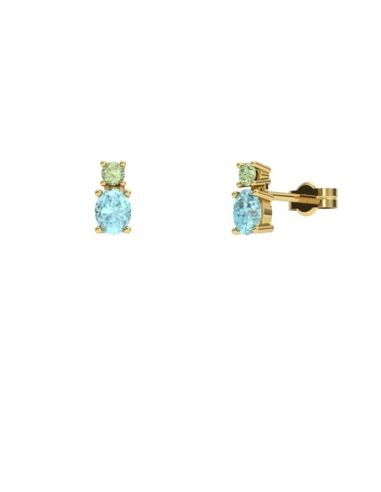 PENDIENTES FALLS ORO TOPACIO AZUL Y PERIDOTO