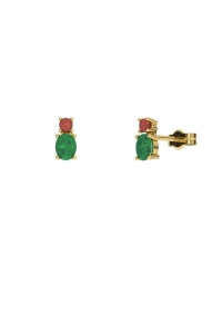 PENDIENTES FALLS ORO ESMERALDA Y RUBI