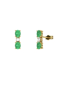 PENDIENTES FALLS ORO BRILLANTES 0,06 CT Y ESMERALDA