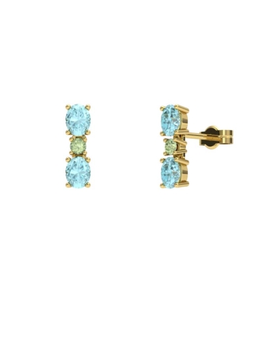 PENDIENTES FALLS ORO TOPACIO AZUL Y PERIDOTO
