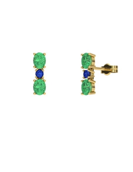 PENDIENTES FALLS ORO ESMERALDA Y ZAFIRO