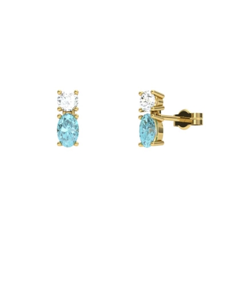 PENDIENTES FALLS ORO TOPACIO AZUL Y TOPACIO BLANCO