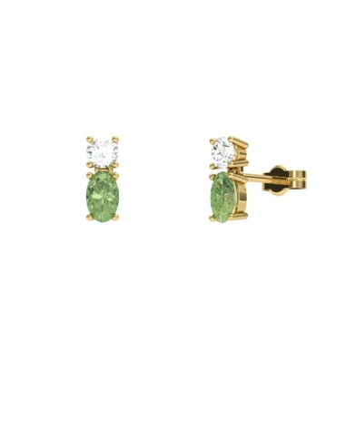 PENDIENTES FALLS ORO PERIDOTO Y TOPACIO BLANCO