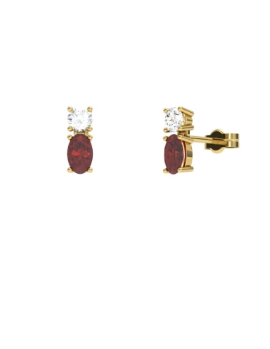 PENDIENTES FALLS ORO BRILLANTES 0,22 CT Y RUBI