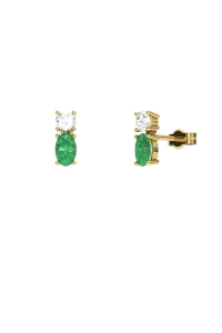 PENDIENTES FALLS ORO BRILLANTES 0,22 CT Y ESMERALDA