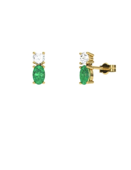 PENDIENTES FALLS ORO BRILLANTES 0,22 CT Y ESMERALDA