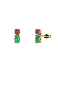 PENDIENTES FALLS ORO ESMERALDA Y RUBI