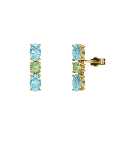 PENDIENTES FALLS ORO TOPACIO AZUL Y PERIDOTO
