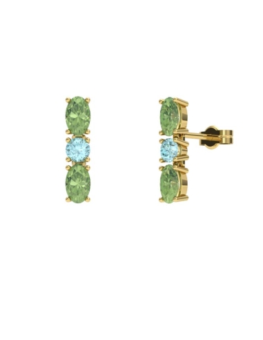 PENDIENTES FALLS ORO PERIDOTO Y TOPACIO AZUL