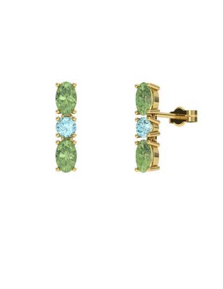 PENDIENTES FALLS ORO PERIDOTO Y TOPACIO AZUL