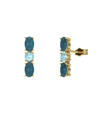 PENDIENTES FALLS ORO LONDON Y TOPACIO AZUL