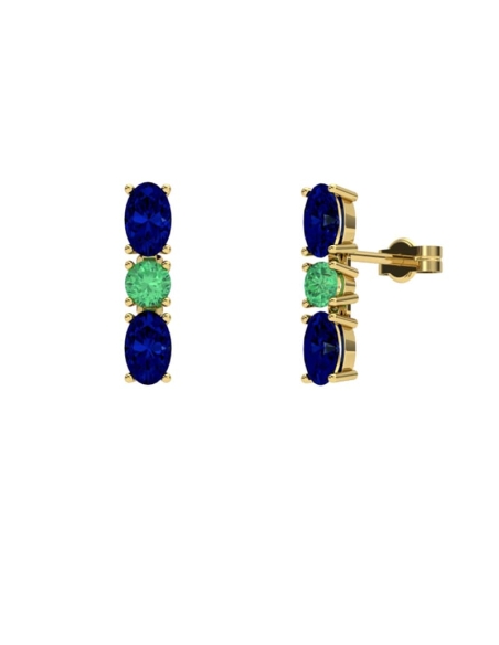 PENDIENTES FALLS ORO ZAFIRO Y ESMERALDA