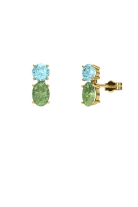 PENDIENTES FALLS ORO PERIDOTO Y TOPACIO AZUL