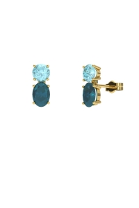 PENDIENTES FALLS ORO LONDON Y TOPACIO AZUL