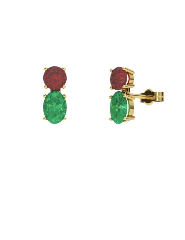 PENDIENTES FALLS ORO ESMERALDA Y RUBI