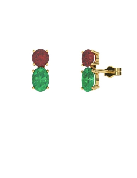 PENDIENTES FALLS ORO ESMERALDA Y RUBI