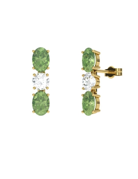 PENDIENTES FALLS ORO PERIDOTO Y TOPACIO BLANCO