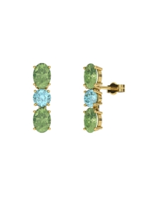 PENDIENTES FALLS ORO PERIDOTO Y TOPACIO AZUL