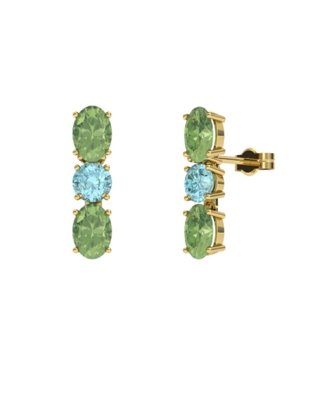 PENDIENTES FALLS ORO PERIDOTO Y TOPACIO AZUL