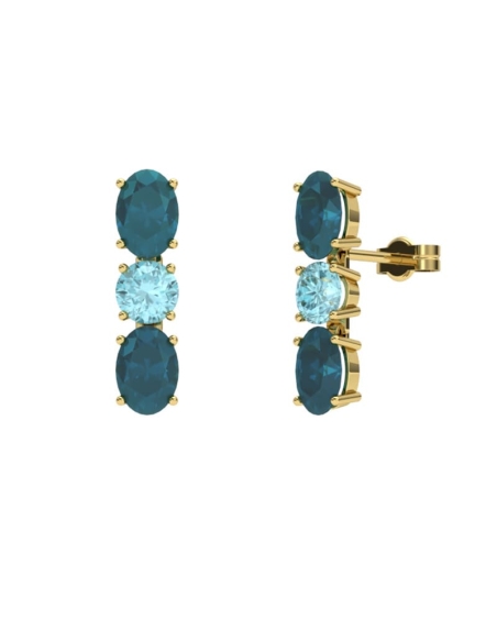 PENDIENTES FALLS ORO LONDON Y TOPACIO AZUL